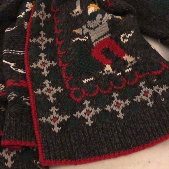 Eagle’s Eye Ice Skating Vintage Christmas Sweater Zip Front Womens Size Medium - Picture 15 of 15